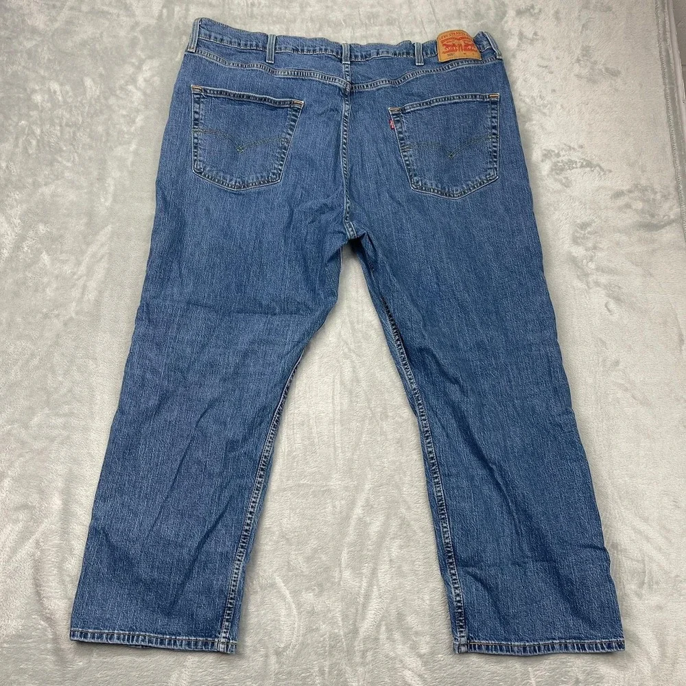 Levi's 505 Jeans Men 46x28 Blue Denim Medium Wash High Rise Red Tab Straight Leg
